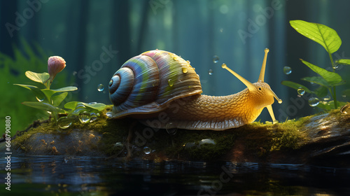 snail on a wood
