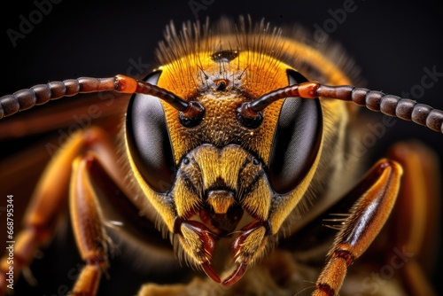 Macro portrait of a wasp insects