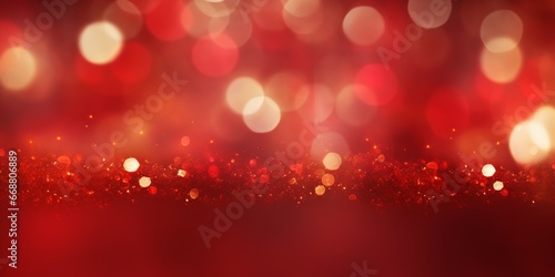 Christmas xmas background red abstract valentine, Red glitter bokeh vintage lights, Happy holiday new year, defocused.