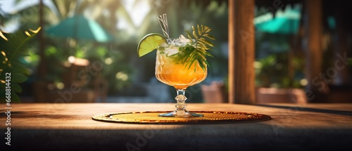 a cocktail in a tropical place