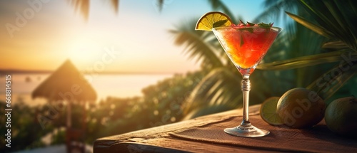 a cocktail in a tropical place