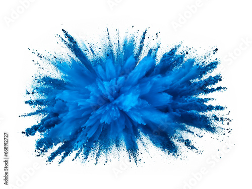 blue explosion of powder on a white background