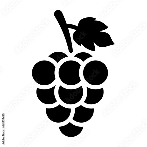 A large grapes symbol in the center. Isolated black symbol