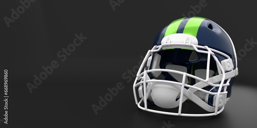American football helmet with Seattle Seahawks team colors. Template for presentation or infographics. 3D render