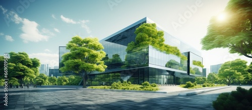 Environmentally conscious office building in urban areas Incorporating trees to combat heat and CO2 emissions
