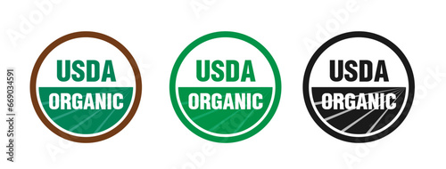 USDA organic shield sign. National Organic Program USDA organic seal agricultural food products