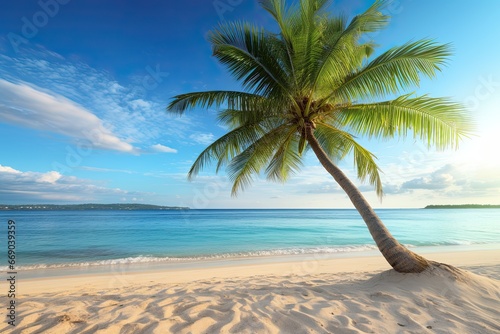 Palm Tree on Beach: Stunning Beach Theme Background for Ultimate Serenity and Relaxation