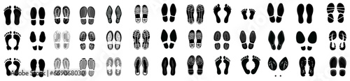 Different human footprints icon. Vector illustration