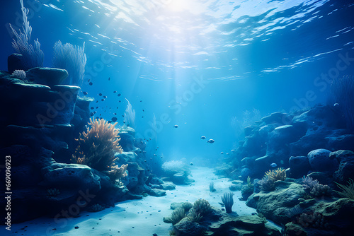 magical underwater world with fish and coral reefs, 3d illustration, generated ai