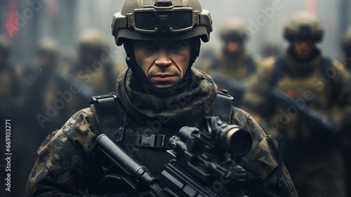  soldier from special task force GSG9, copy space, 16:9
