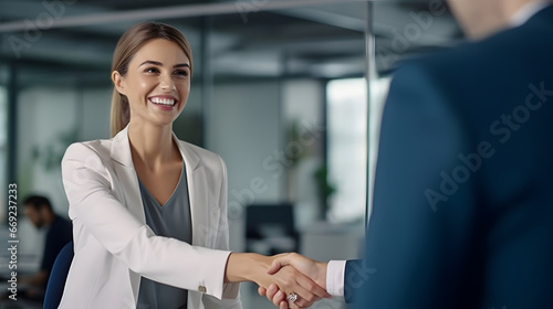 business people shaking hands at office