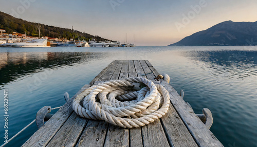 laid back rope on the dock awaiting its maritime purpose