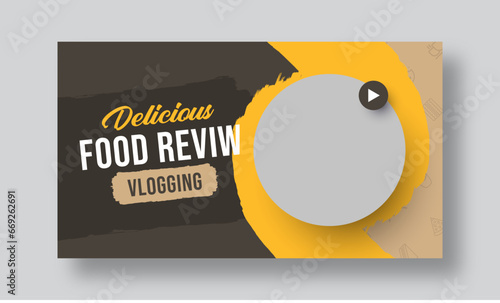 Food vlogger review youtube thumbnail, video thumbnail or web banner template