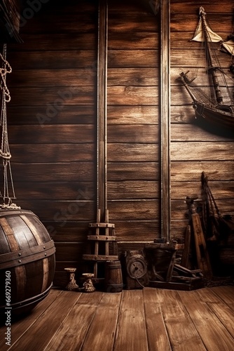 an old wooden scene like pirates