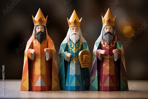 Three wise men 3d figure printed. Reyes magos. Caspar, Melchior and Balthazar. 