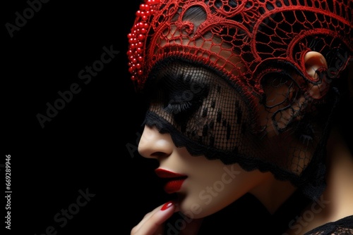 Mystery girl, hidden under the veil, cassock mask elegance gentlemanly luxury carnival ball, overeating mystery and fantasy, creative photos and elegant stylish presentation .
