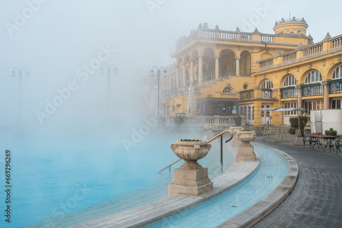 Szechenyi Baths in Budapest in winter, Hungary