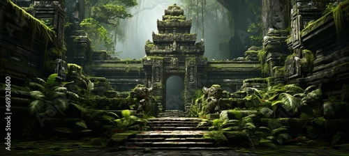 Balinese Hindu style temple. Generative AI technology. 
