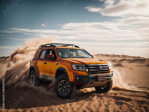 four wheel car in desert