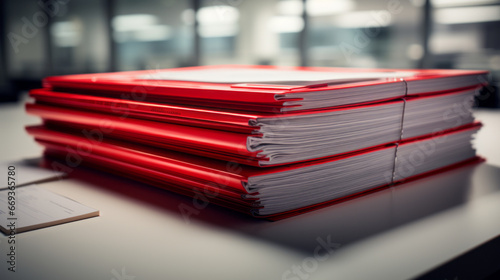 A shot of a stack of legal documents, with a red seal stamped on the top