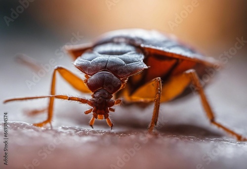 An AI illustration of a bed bug on top of a table covered in food