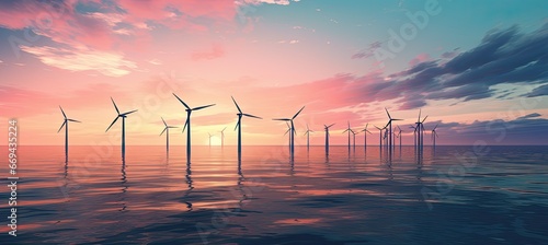  many wind turbines on the ocean