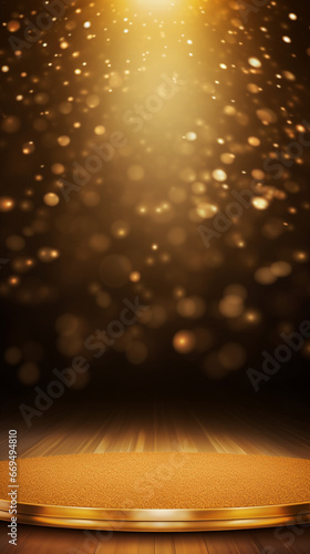 きらびやかなスポットライトに照らされた黄金のステージ 背景素材