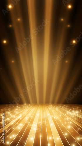 きらびやかなスポットライトに照らされた黄金のステージ 背景素材