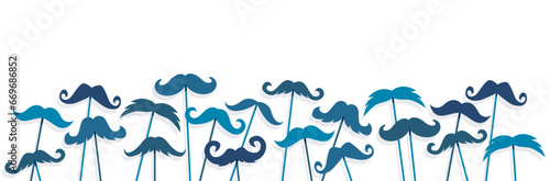 Bannière - Moustaches de différentes formes en soutien contre le cancer de la prostate - Santé masculine - Mois de Novembre bleu - Movember - Élément vectoriel éditable - Solidarité et sensibilisation
