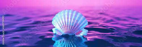 seashell floating in neon water