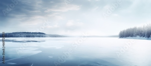 Vast icy winter lake