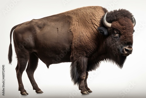 Bison buffalo standing on clear background. Generative AI