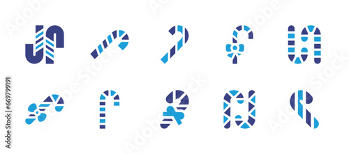 Canes icon set. Duotone color. Vector illustration. Containing candy cane, walking stick.