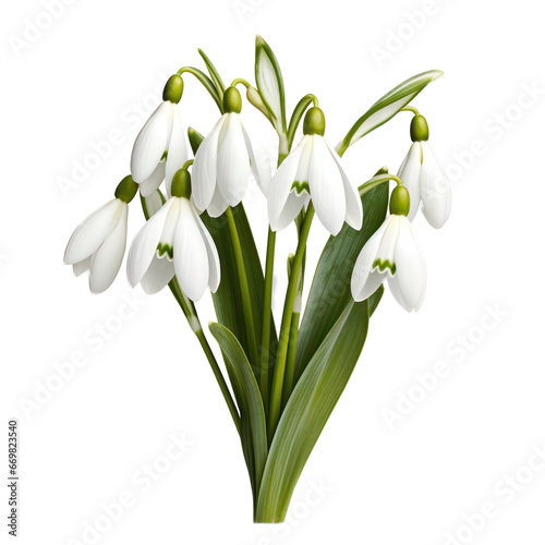 Galanthus, Snowdrop,flower of hope isolated on transparent background,transparency 