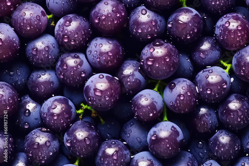 seamless background of many beautiful and shiny grape, top view.