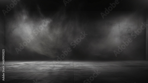 Abstract image of dark room concrete floor. Black