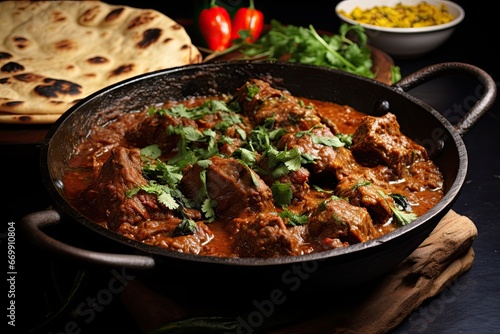 Pakistani lamb with North Indian curry, lamb gosht nirahi karahi kadai