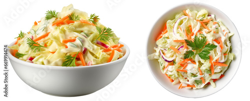 Coleslaw bundle (top view and side view) isolated on white background