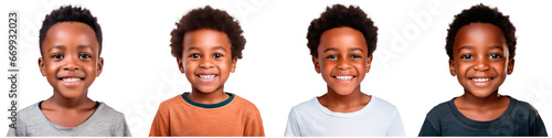 Portrait of a happy black african boy on a white background