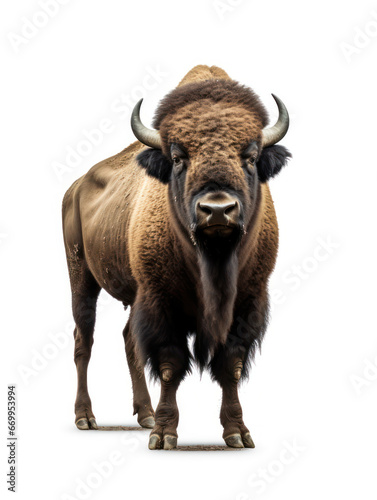Bison Studio Shot Isolated on Clear White Background, Generative AI