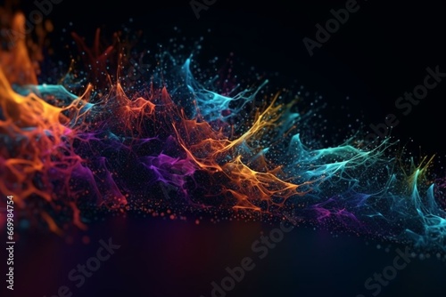 Abstract background with particles. 3D rendering. Generative AI