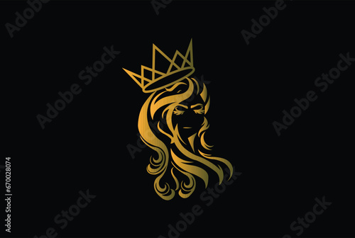 beauty logo, sexy queen wearing crown logo