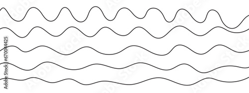 Abstract set of wavy curved lines on white background. Abstract seamless pattern with wave ocean lines background.