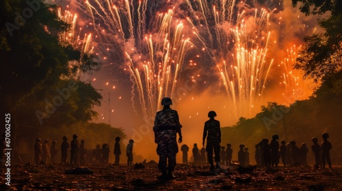 Firework with army, India Army Day