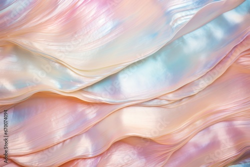 Lustrous mother-of-pearl texture with iridescent hues of pink, blue, and gold - Natural beauty background.
