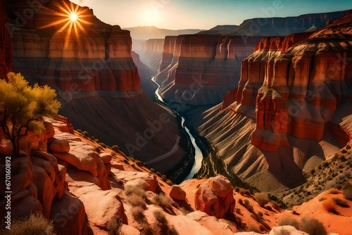 canyon view in summer. Colorful canyon landscape at sunset. nature scenery in the canyon. amazing nature background. summer landscape in nature