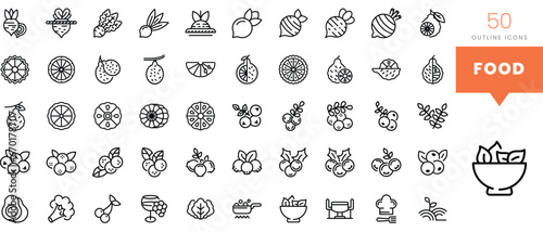 Set of minimalist linear food icons. Vector illustration