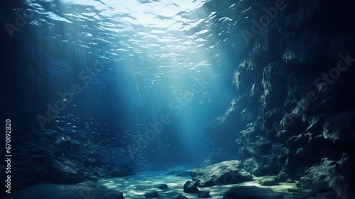 Serene Underwater Cave with Ethereal Lighting