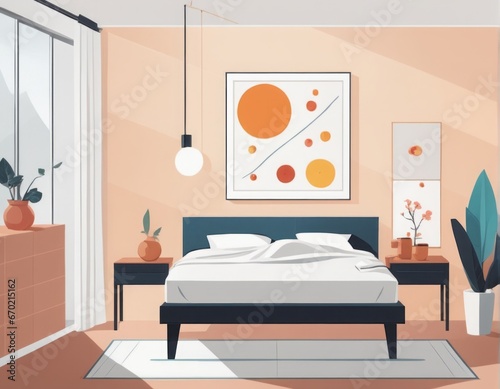 modern interior design with empty spaces modern interior design with empty space bedroom interior design with furniture and plants, modern style. vector