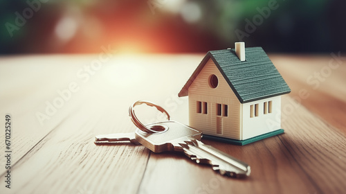 Close Up of Keys and New Home, Real Estate Ownership, Mortgage Loans, Home Purchase Concept